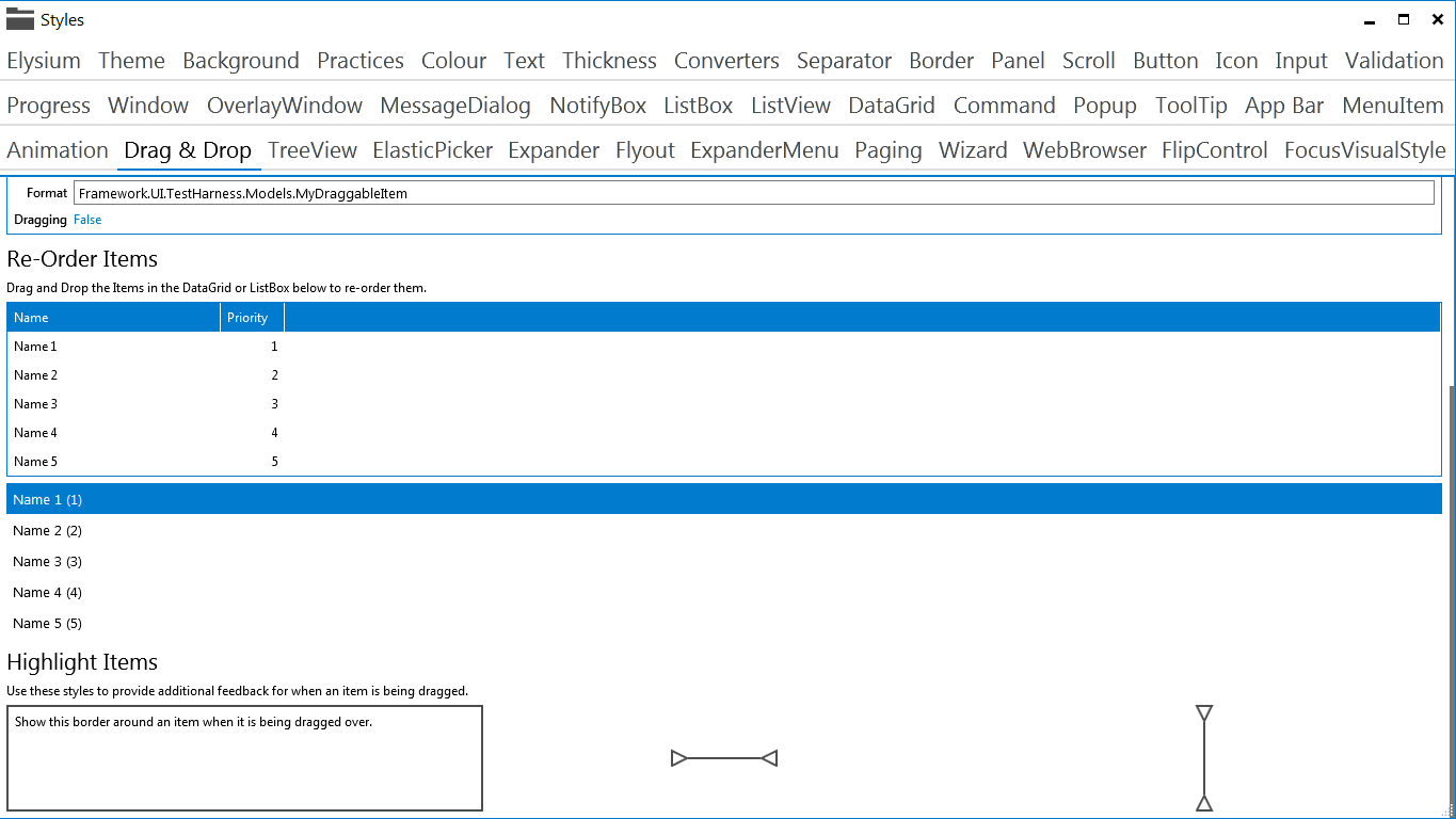 Elysium Extra - Sample application screenshot of Drag & Drop 2