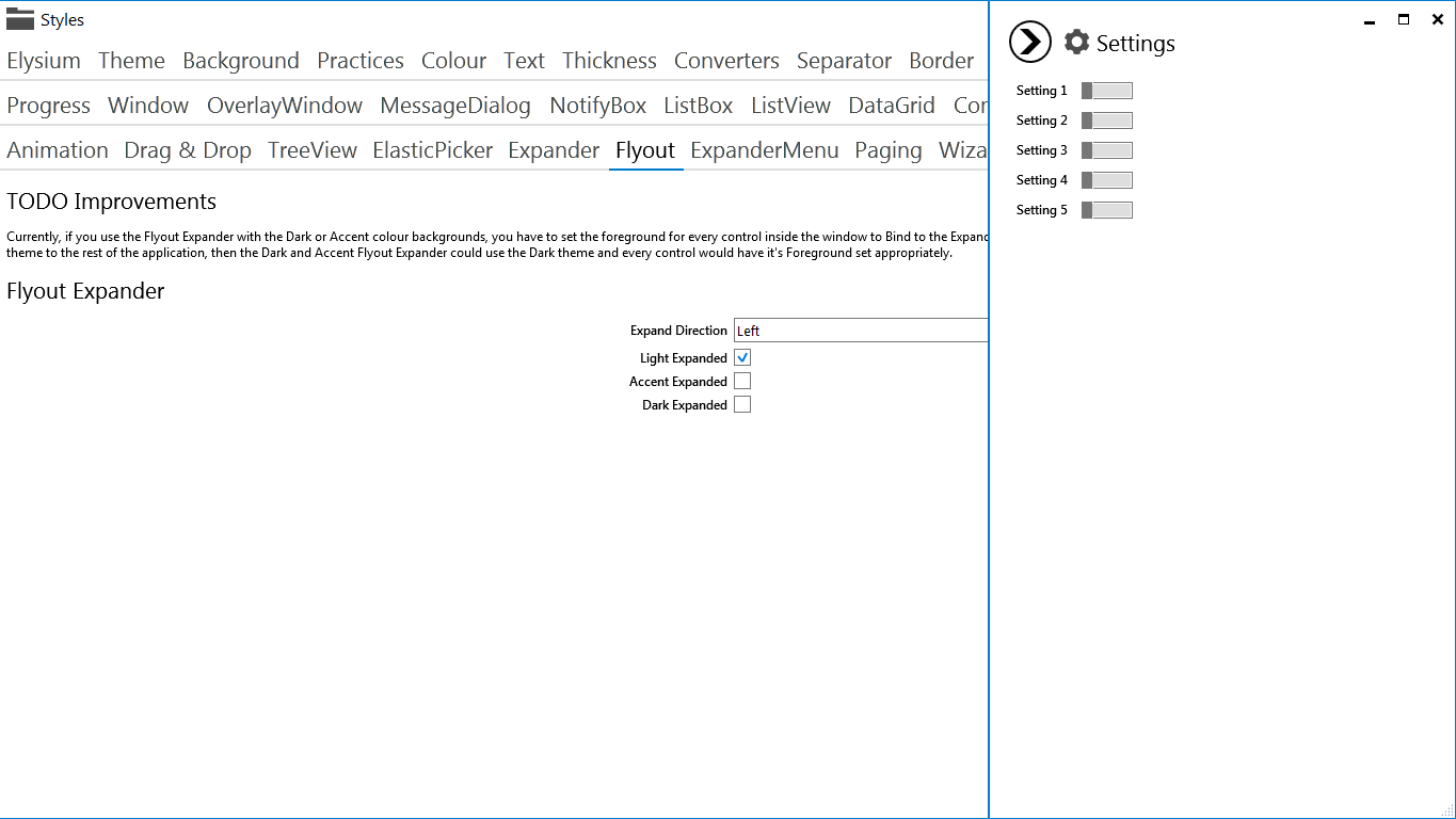 Elysium Extra - Sample application screenshot of the