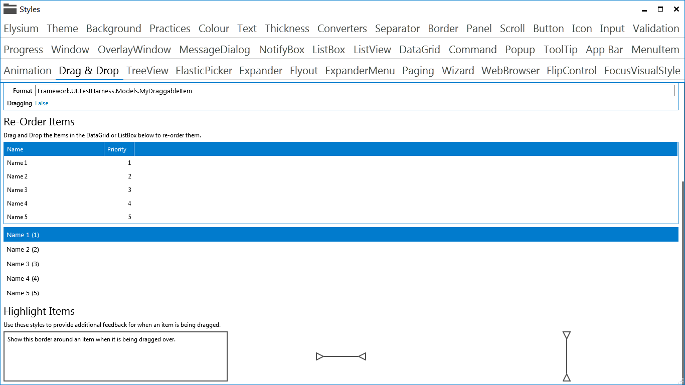 Elysium Extra - Sample application screenshot of Drag & Drop 2