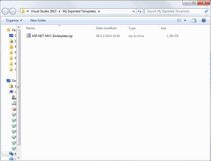 The .zip file output as part of the Visual Studio Export Template wizard.