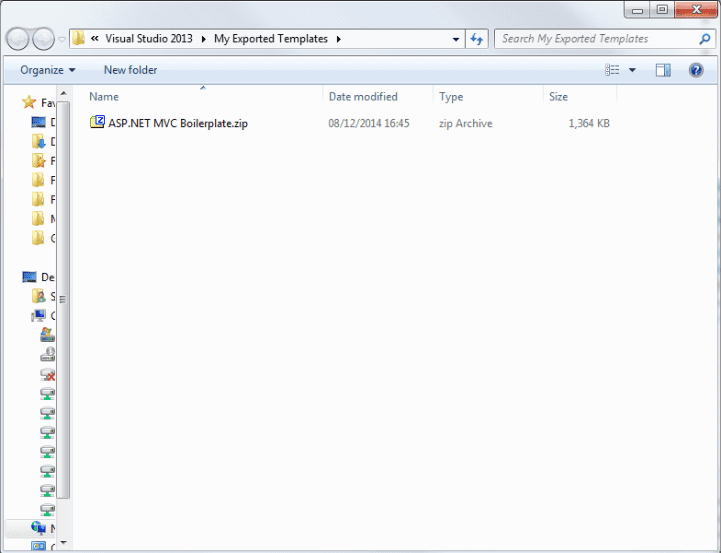 The .zip file output as part of the Visual Studio Export Template wizard.