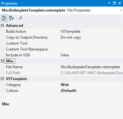 The category a VSIX C# project is displayed under, in the Visual Studio New Project dialogue.