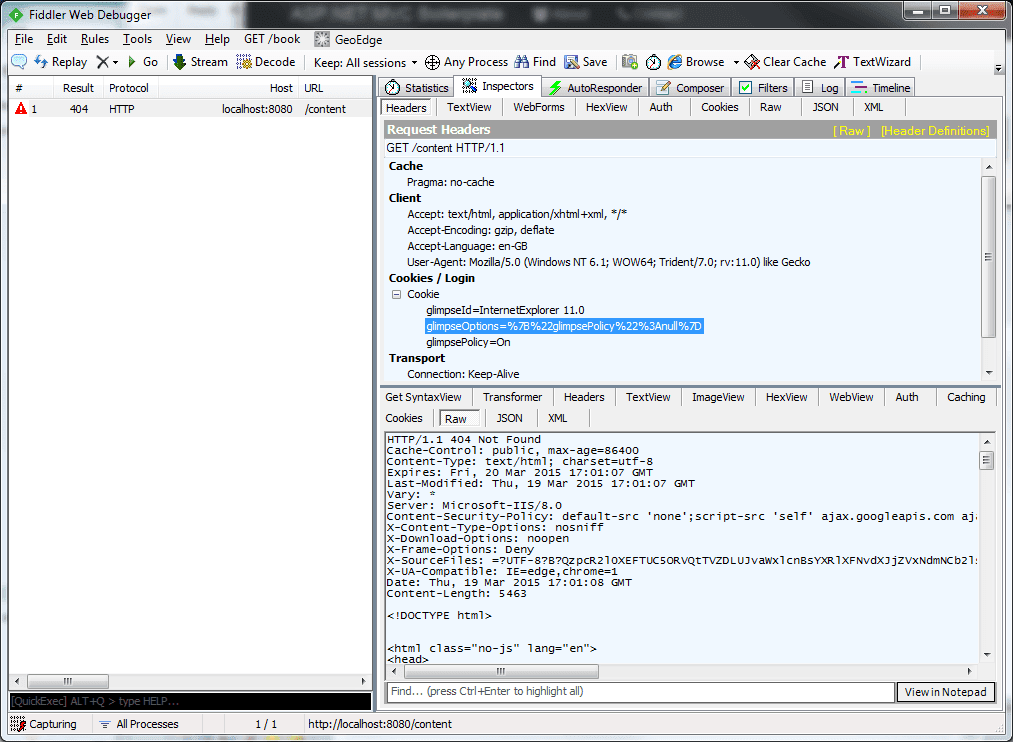 Fiddler 404 Not Found