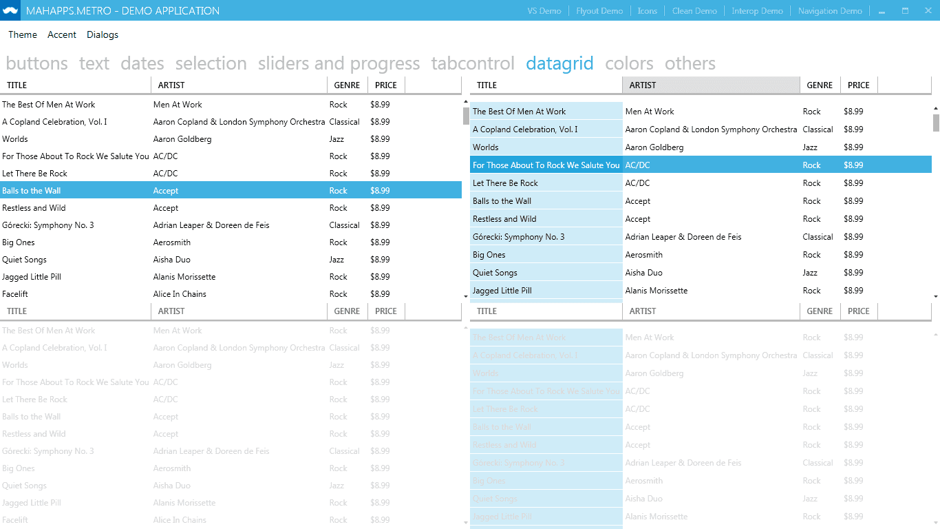 MahApps Metro screenshot of the DataGrid control