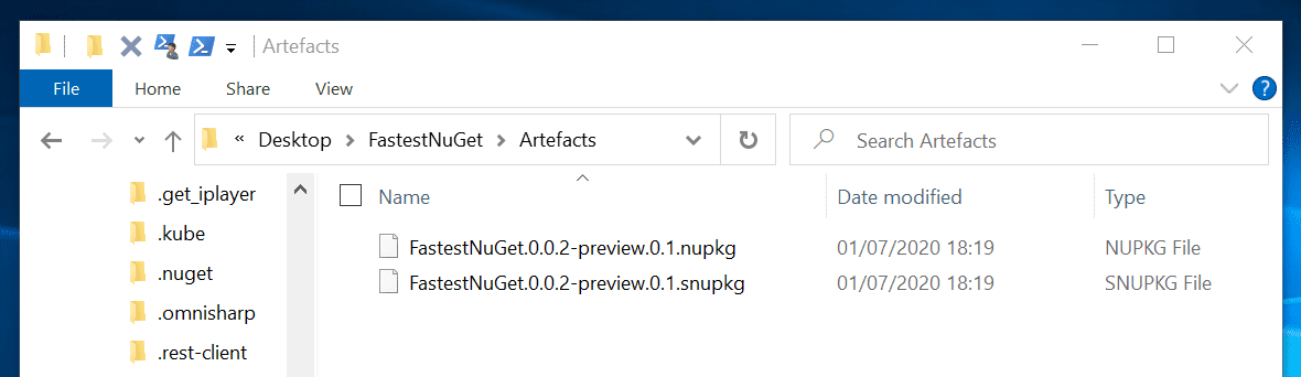 NuGet package with pre-release version set to 0.0.2-preview.0.1