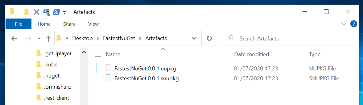NuGet package with release version set to 0.0.1