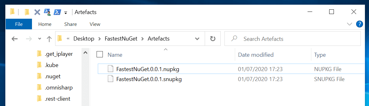 NuGet package with release version set to 0.0.1