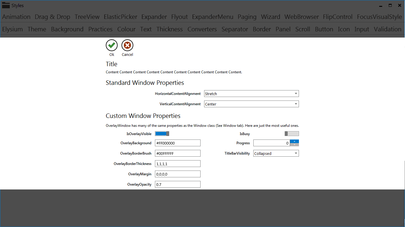Elysium Extra - Sample application screenshot of the OverlayWindow