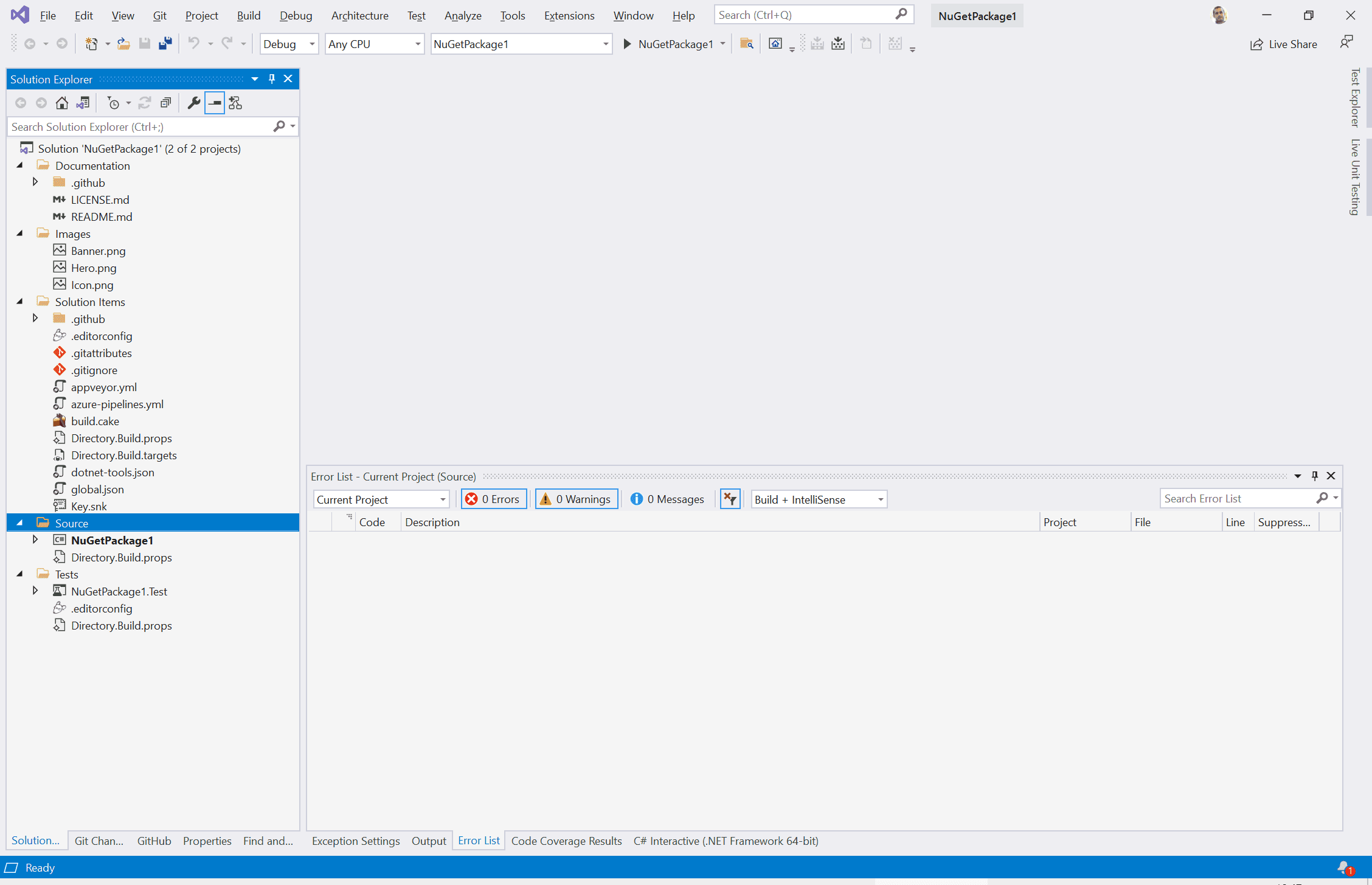 New Visual Studio solution