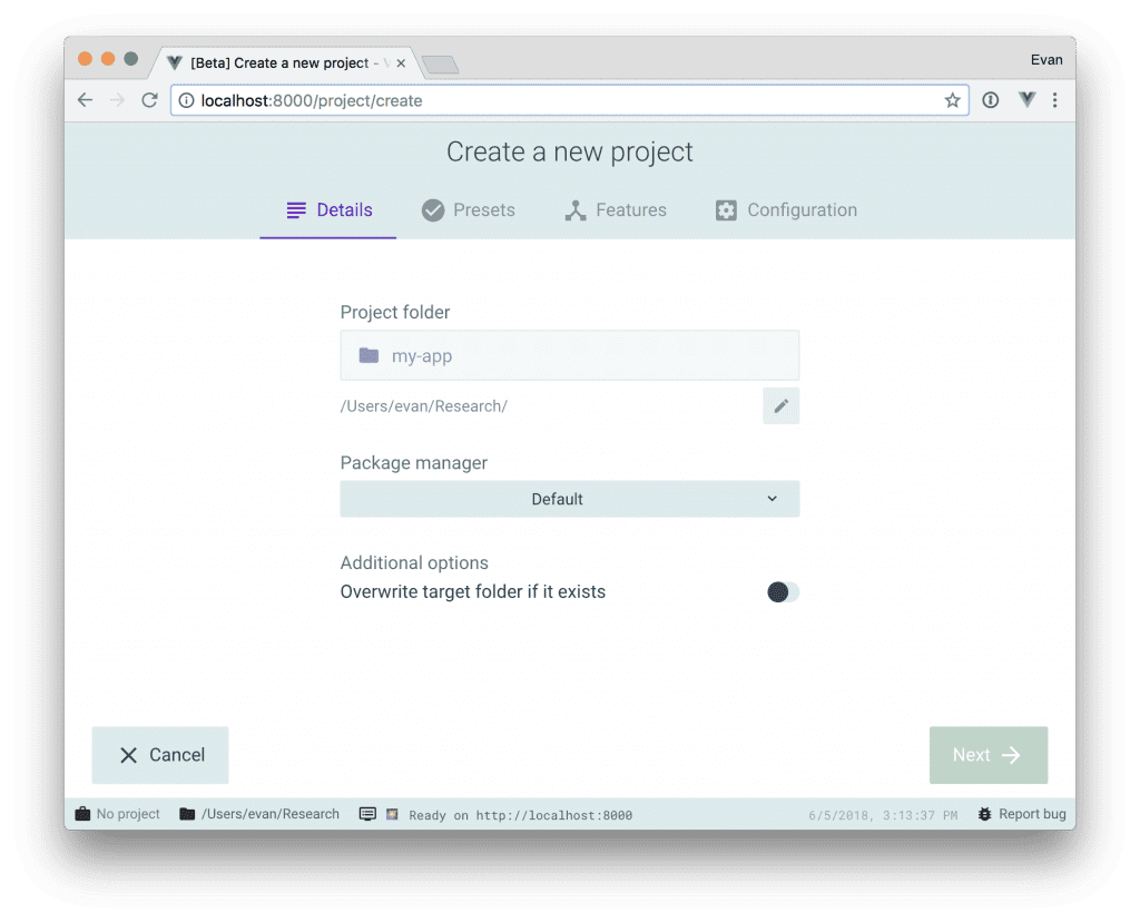 Vue CLI Create a New Project