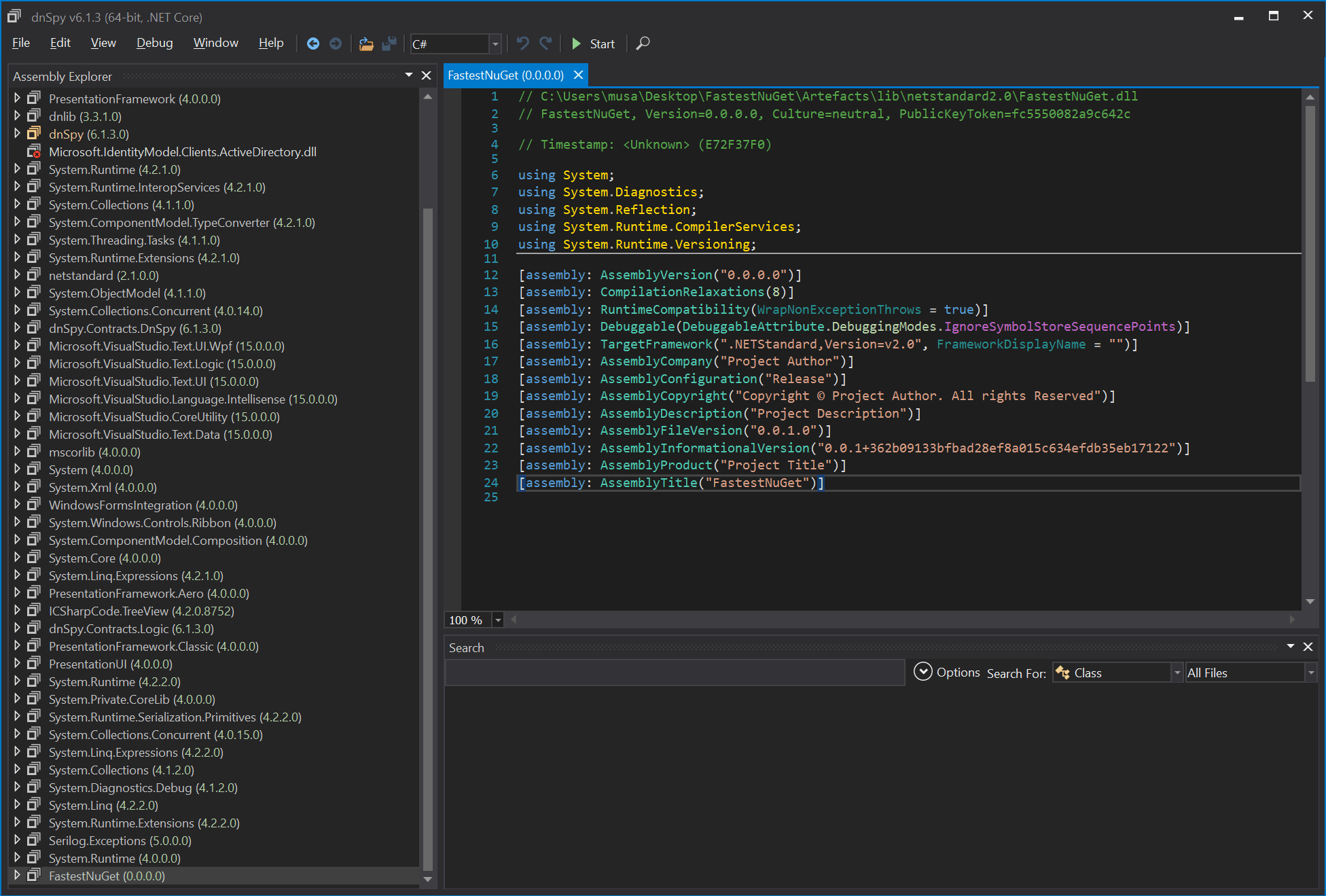 dnSpy showing assembly level attributes